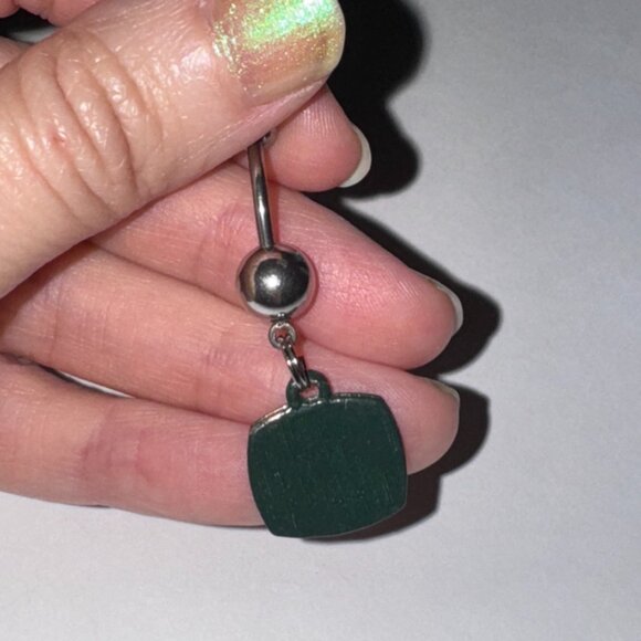 Red Gem John Deere Dangle Belly Ring - Picture 4 of 5